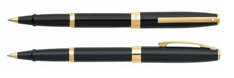 9471 Sagaris collection Sheaffer rollerball pen, black with gold trim