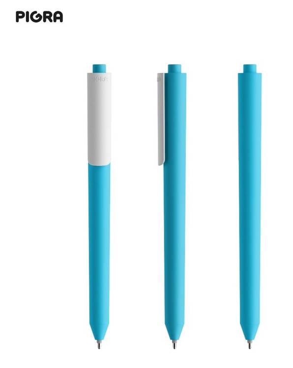 PIGRA P03 ballpoint gel pen, light blue with a white clip