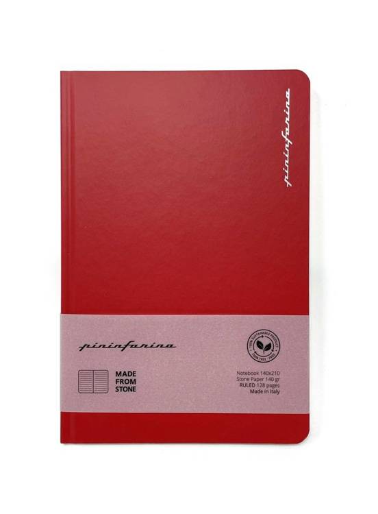 PININFARINA Segno Notebook Stone Paper, stone notebook, red cover, lines