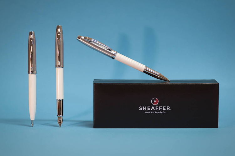 9324 Set (Fountain Pen & Ballpoint) Sheaffer Collection 100, White, Nickel Finish