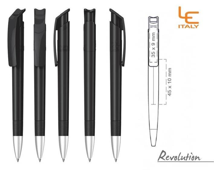 Długopis LE ITALY Revolution solid ALrPET czarny