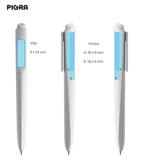 Długopis PIGRA P02, biały z białym klipsem